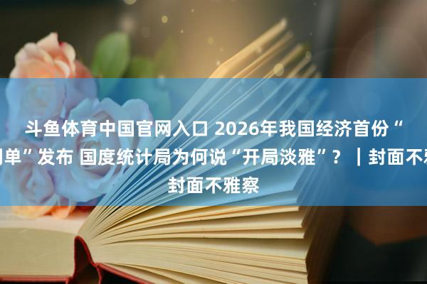 斗鱼体育中国官网入口 2026年我国经济首份“获利单”发布 国度统计局为何说“开局淡雅”？｜封面不雅察