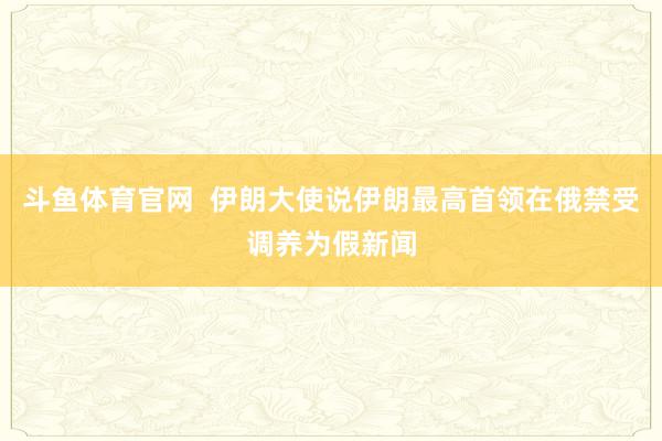 斗鱼体育官网  伊朗大使说伊朗最高首领在俄禁受调养为假新闻