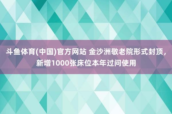 斗鱼体育(中国)官方网站 金沙洲敬老院形式封顶，新增1000张床位本年过问使用
