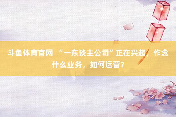 斗鱼体育官网  “一东谈主公司”正在兴起，作念什么业务，如何运营？