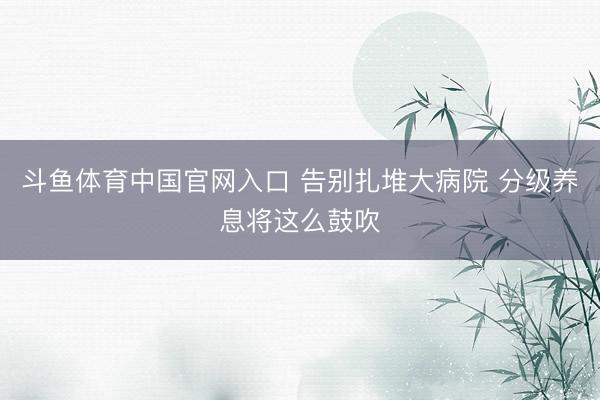 斗鱼体育中国官网入口 告别扎堆大病院 分级养息将这么鼓吹