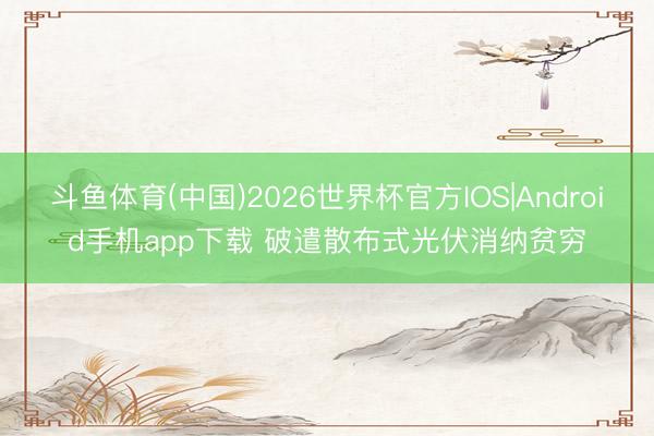 斗鱼体育(中国)2026世界杯官方IOS|Android手机app下载 破遣散布式光伏消纳贫穷