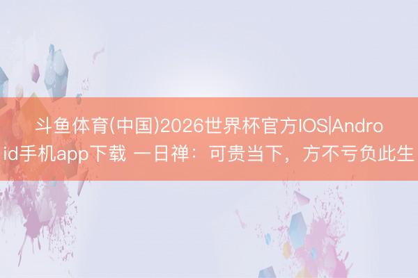 斗鱼体育(中国)2026世界杯官方IOS|Android手机app下载 一日禅：可贵当下，方不亏负此生