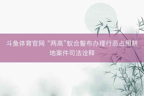 斗鱼体育官网 “两高”蚁合髻布办理行恶占用耕地案件司法诠释