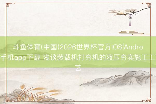 斗鱼体育(中国)2026世界杯官方IOS|Android手机app下载 浅谈装载机打夯机的液压夯实施工工艺
