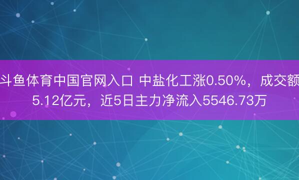 斗鱼体育中国官网入口 中盐化工涨0.50%，成交额5.12亿元，近5日主力净流入5546.73万