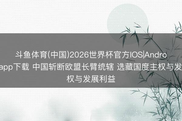 斗鱼体育(中国)2026世界杯官方IOS|Android手机app下载 中国斩断欧盟长臂统辖 选藏国度主权与发展利益